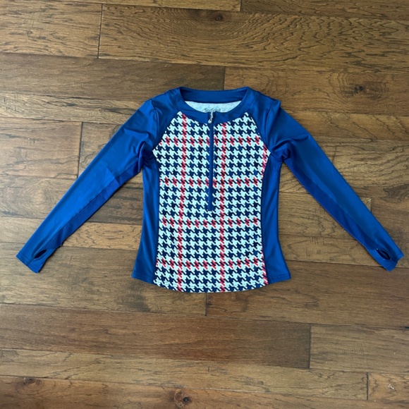 SanSoleil Top Golf 1/4 zip Red White Blue long sleeve Small - Picture 2 of 8